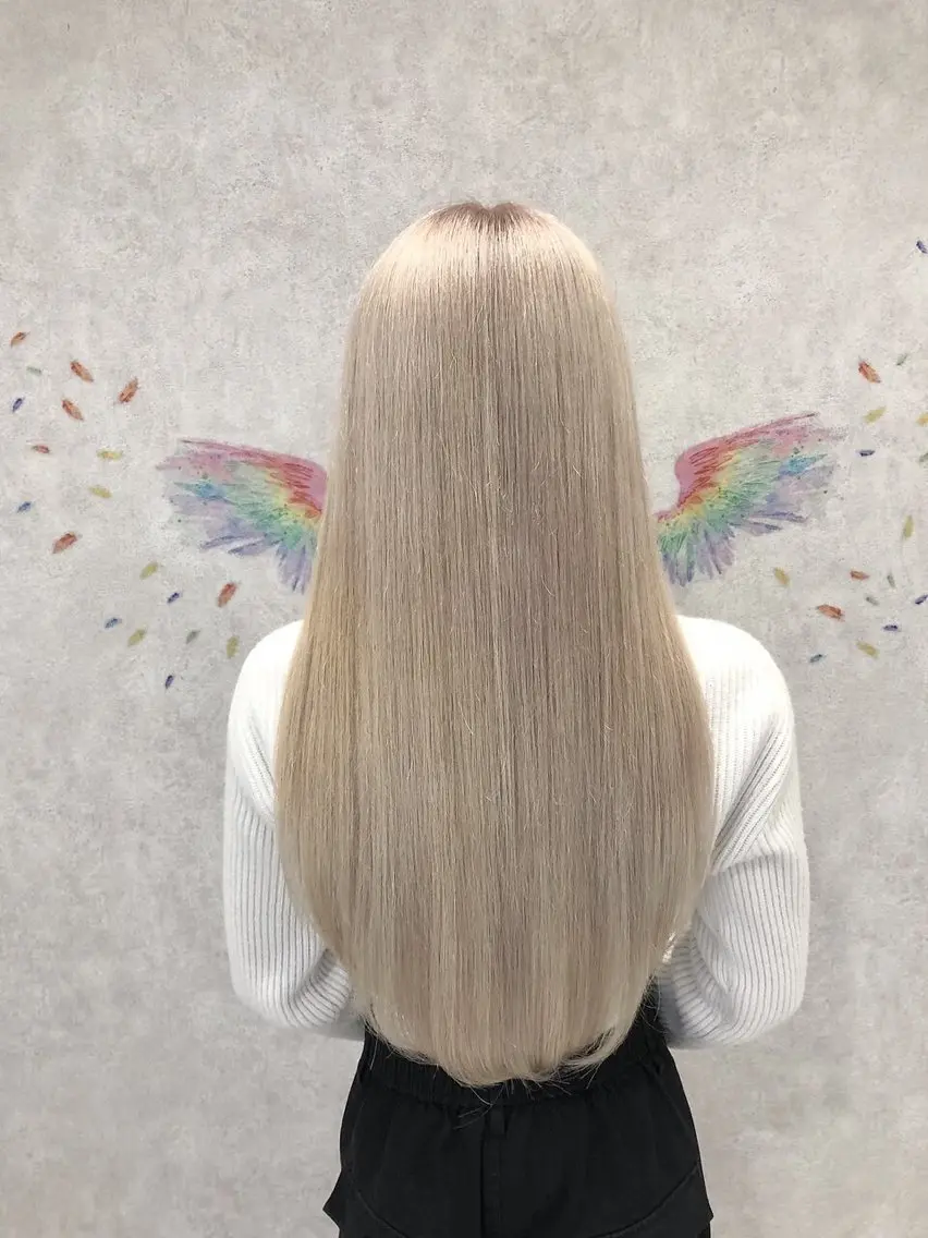 ロング カラー ベージュカラー ホワイトベージュ カット ヘアカラー トリートメント 韓国ヘアー🦄ྀི オタク美容師🌈山本のヘアスタイル