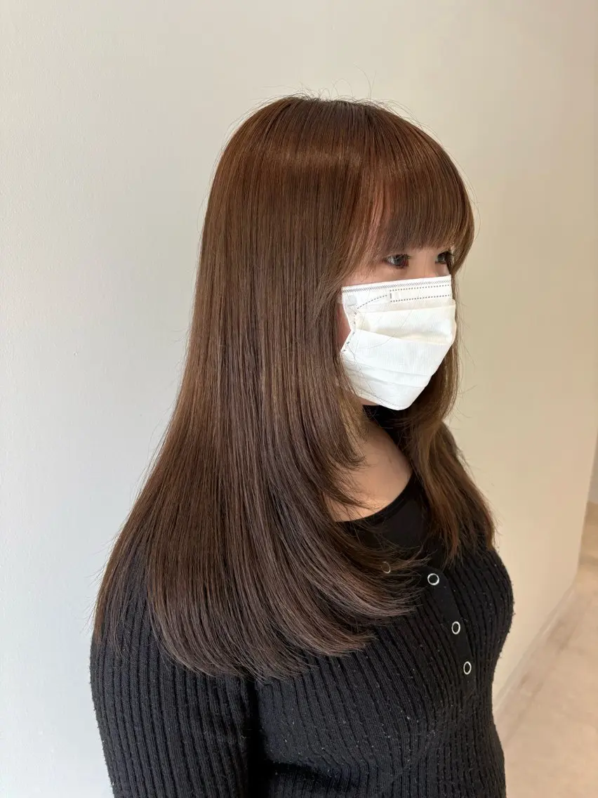 セミロング カラー 顔周りカット レイヤーカット DEEokazaki sae.Aのヘアスタイル