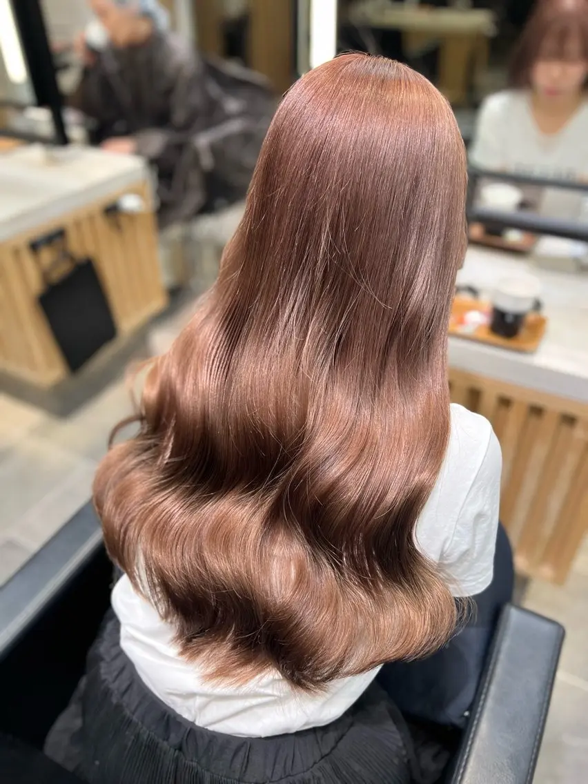ロング カラー ブラウンカラー ピンクカラー ピンクブラウン ブリーチモデル募集 🎀HARUNA🎀のヘアスタイル