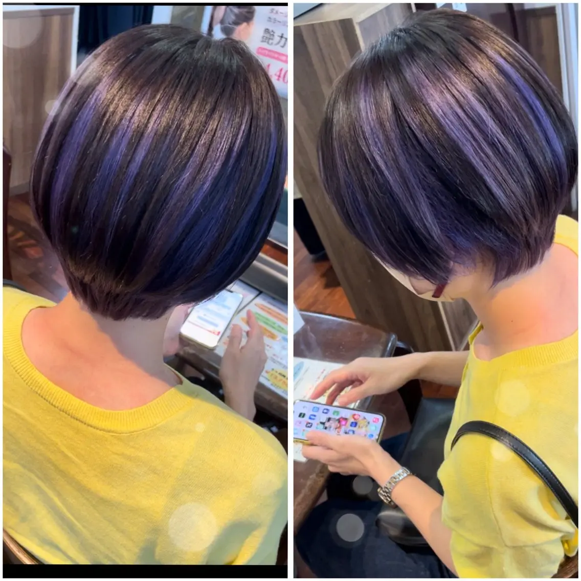 ショート カラー 丸みショート パープルカラー ショートヘア 福見 美保のヘアスタイル