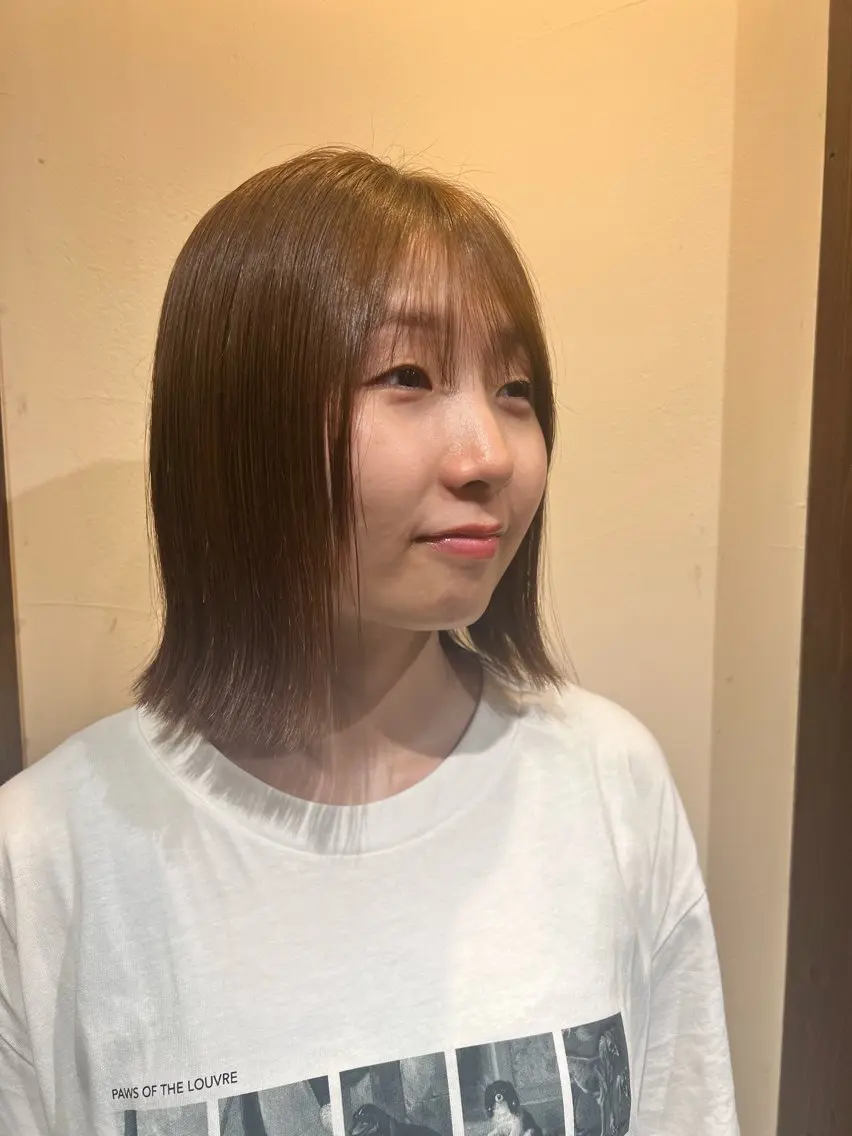 ミディアム カラー イエローカラー ヘアカラー まゆ/髪質改善 ストレート/スパ🫧のヘアスタイル
