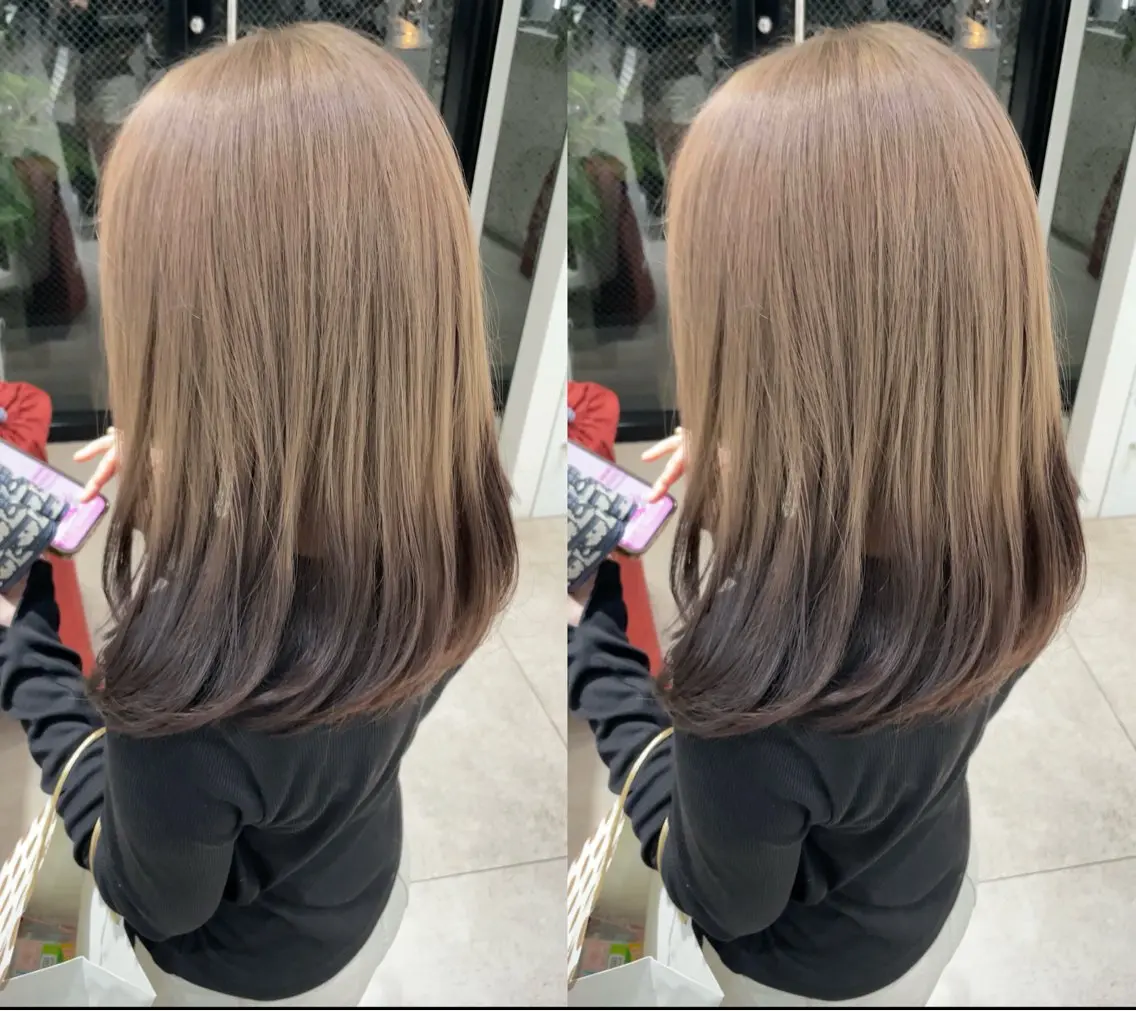 ロング カラー デザインカラー 大智/ハイライト バレイヤージュのヘアスタイル