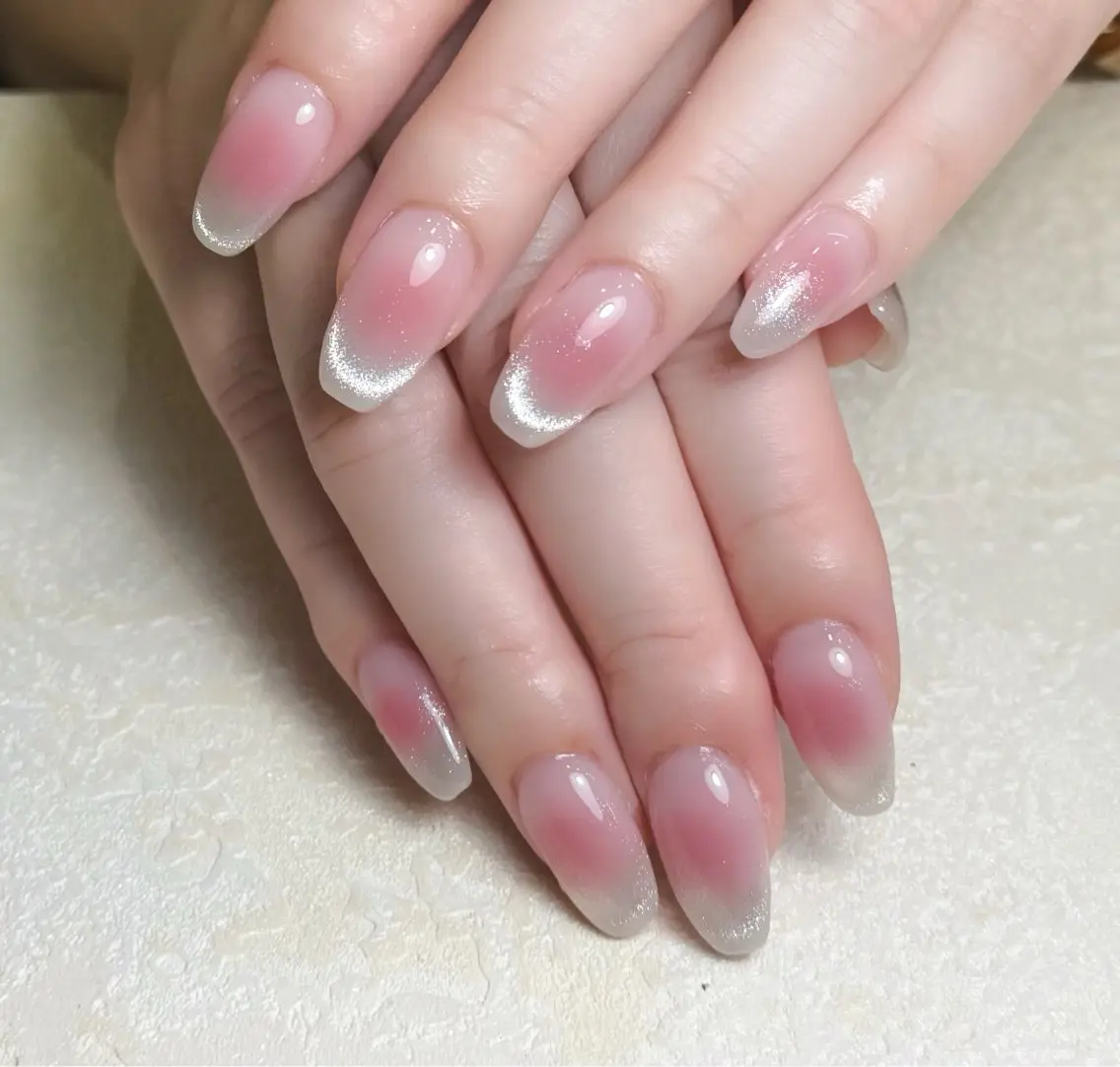 ネイル オーロラネイル 長さ出し フットネイル フレンチネイル ジェルネイル ハンドネイル 中野駅から2分 MEO NAILのネイルデザイン