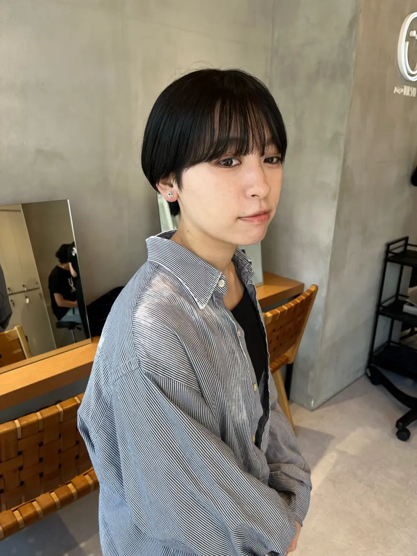 ショート 縮毛矯正ボブ&顔まわ レイヤー♡TOMOEのヘアスタイル