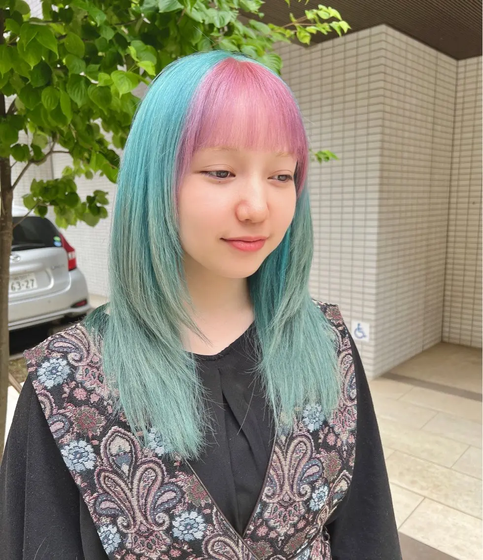 セミロング カラー ブリーチ ケアブリーチ 透明感カラー デザインカラー ピンクカラー 💎透明感カラー特化 💎TAISEIのヘアスタイル