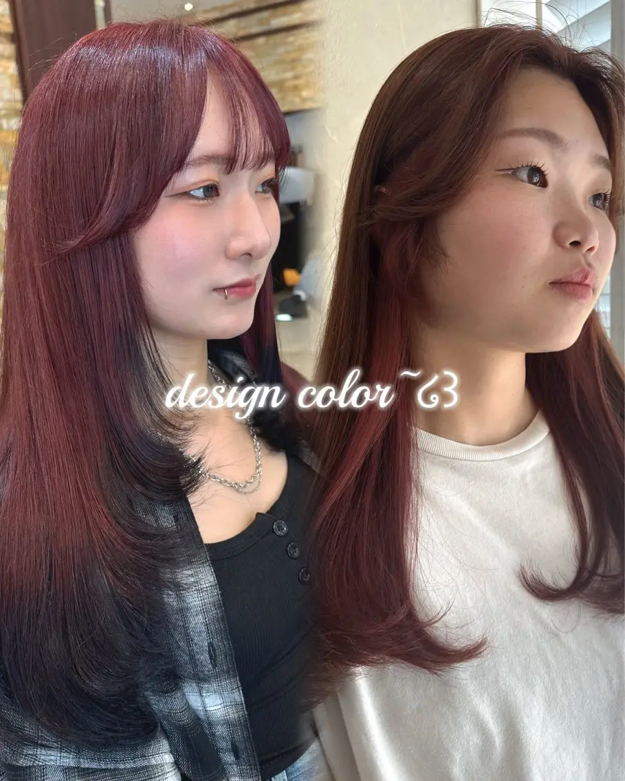 ロング ヘアカラー 🌼.*akane 韓国ヘア♡レイヤー♡のヘアスタイル