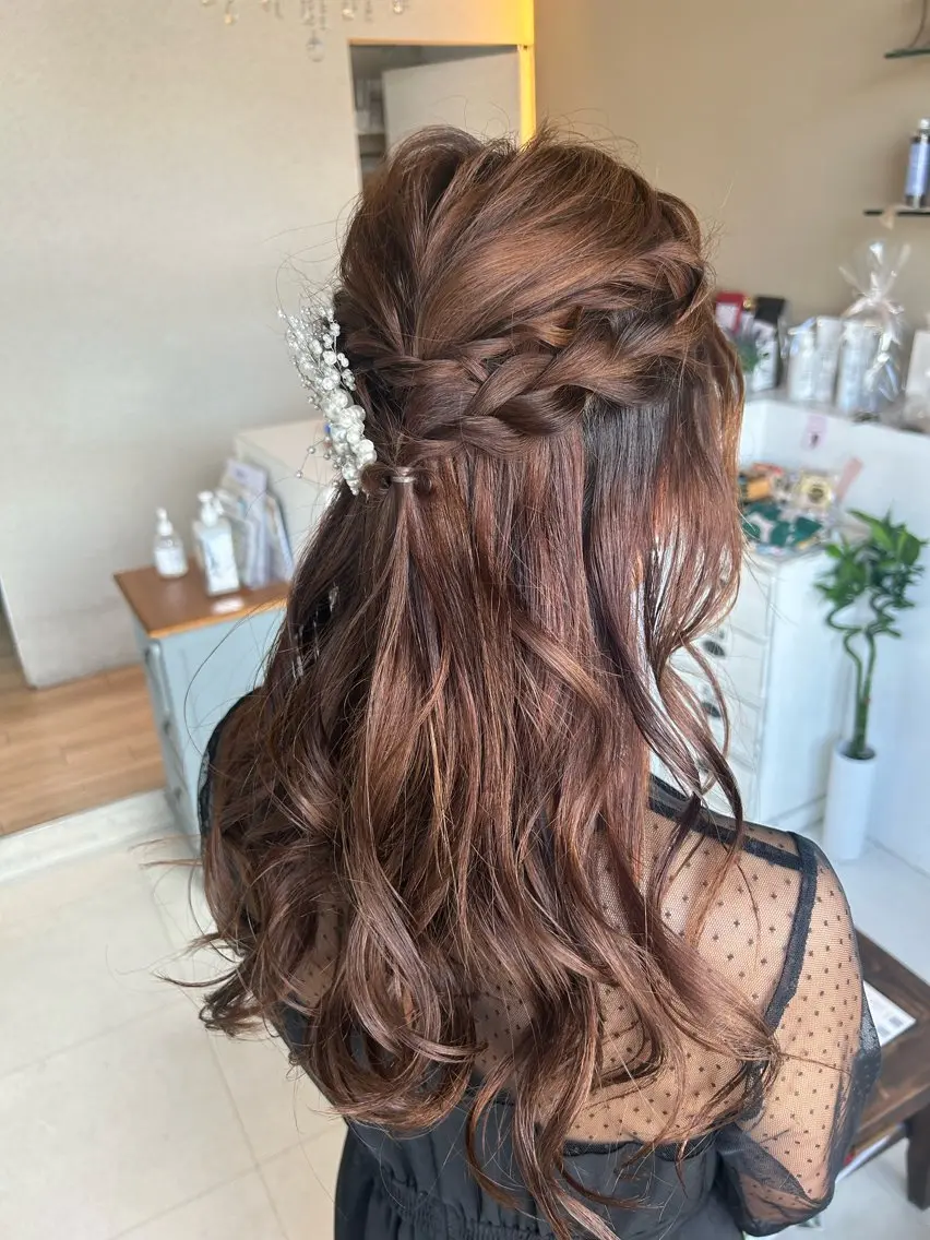 ロング ヘアアレンジ 結婚式・ブライダル 💛艶カラー髪質改善 💛MIYUのヘアスタイル