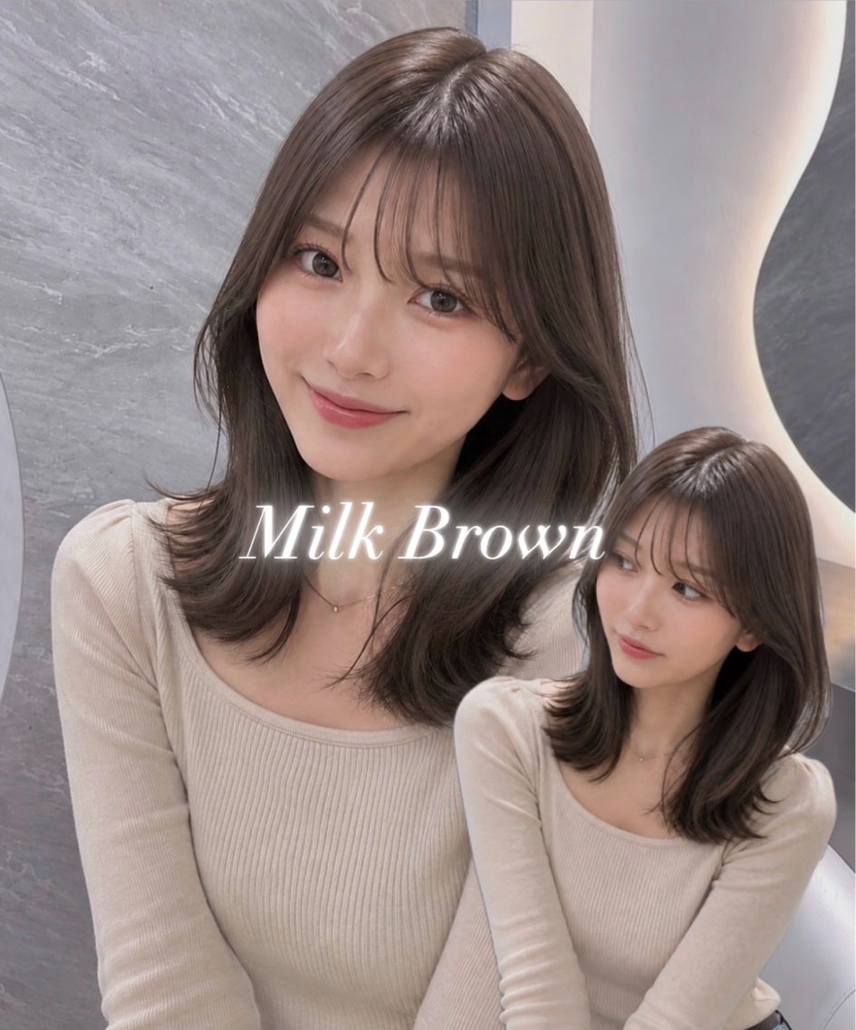 セミロング カラー ヘアアレンジ 黒髪 ブルーカラー ブルーブラック ブラウンカラー 透明感カラー ヘアカラー 🤍kana韓国ヘア 艶髪カラー特化🤍のヘアスタイル