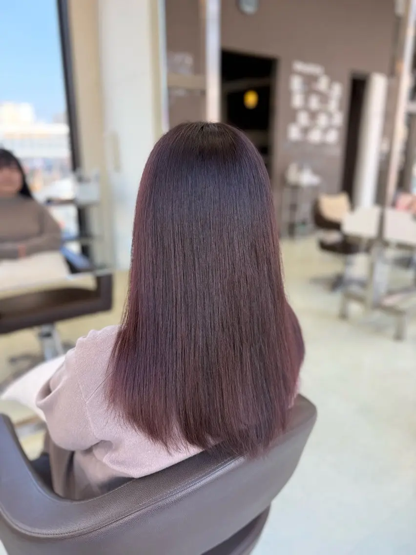 ロング パーマ カット ヘアカラー 新井優馬|縮毛矯正/ 地毛風ストレートのヘアスタイル
