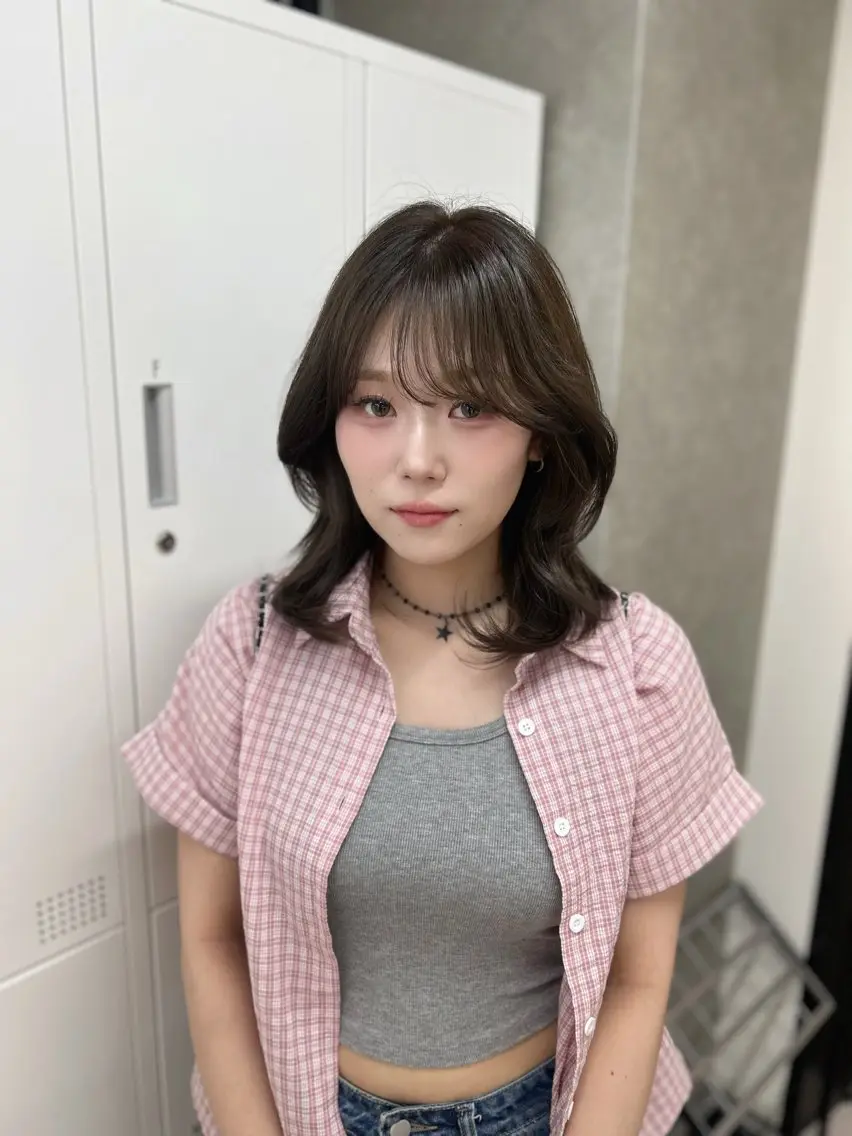 ミディアム カラー caho/大阪梅田 韓国ヘア🇰🇷🩶のヘアスタイル