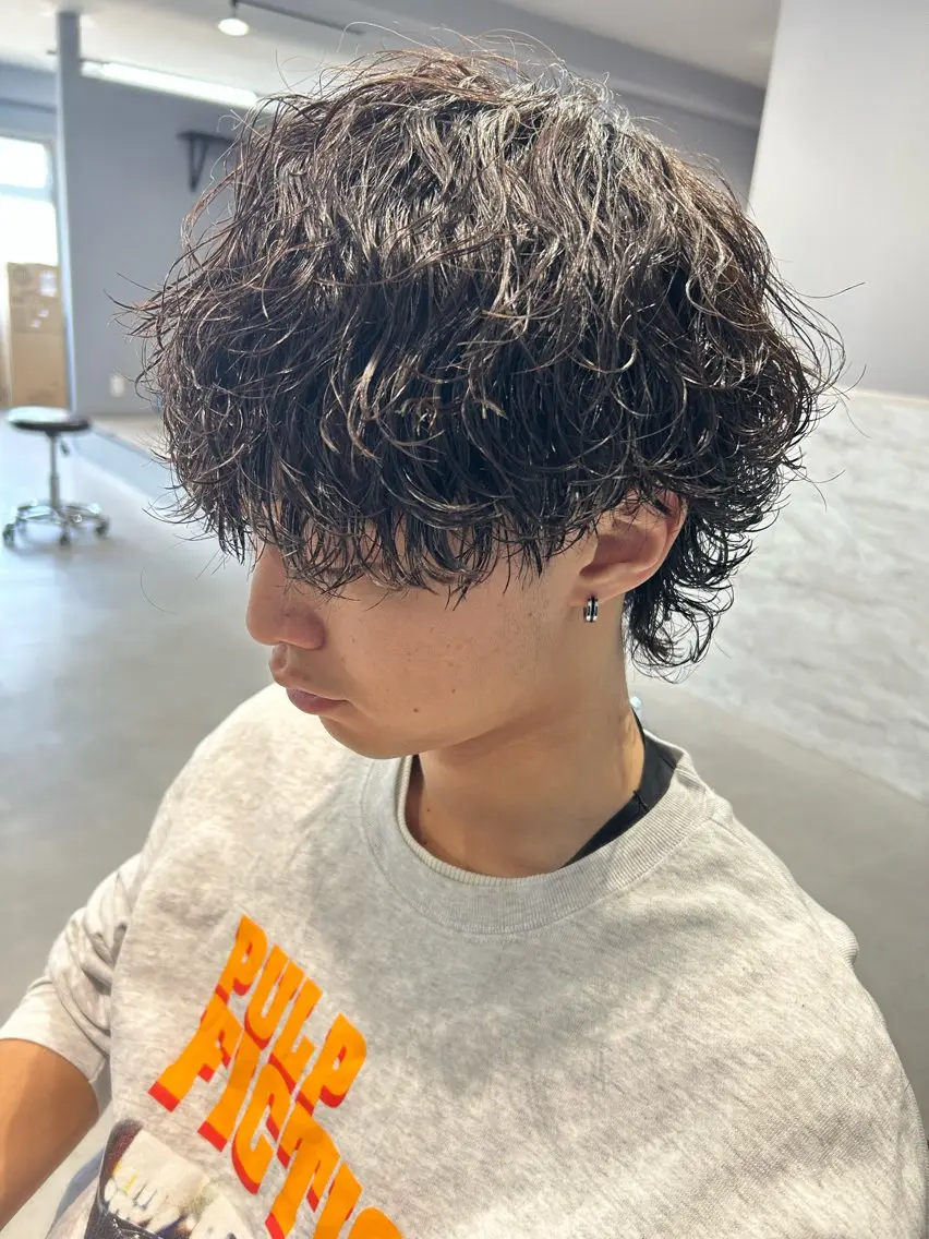 ミディアム パーマ メンズ カット パーマ トリートメント メンズパーマ特化 勝毛広貴のヘアスタイル