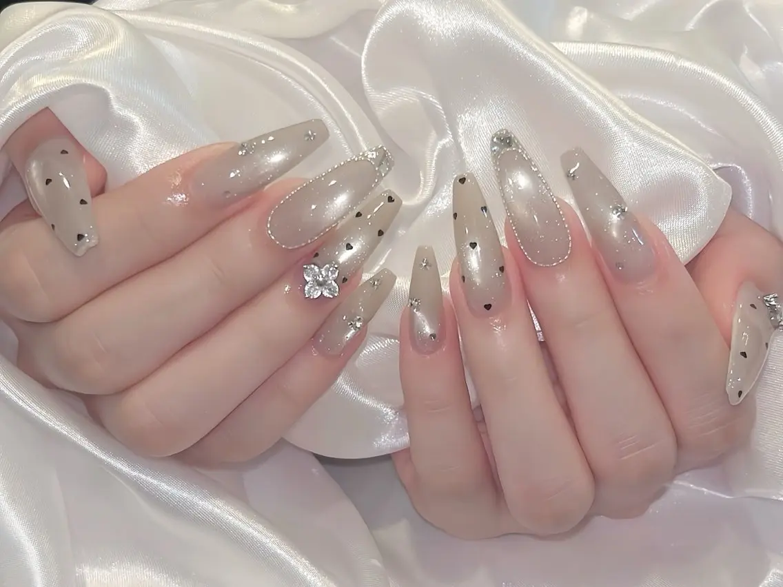 ネイル べっ甲ネイル ブルー 長さ出し フレンチネイル ジェルネイル ハンドネイル Rin Nail 新大久保店のネイルデザイン
