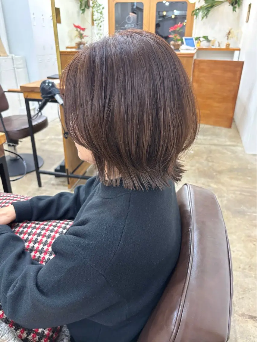 ミディアム カラー ボブ くびれヘア レイヤーカット 長めボブ 外ハネヘア カット ヘアカラー ayano🫧 《CIEN》のヘアスタイル