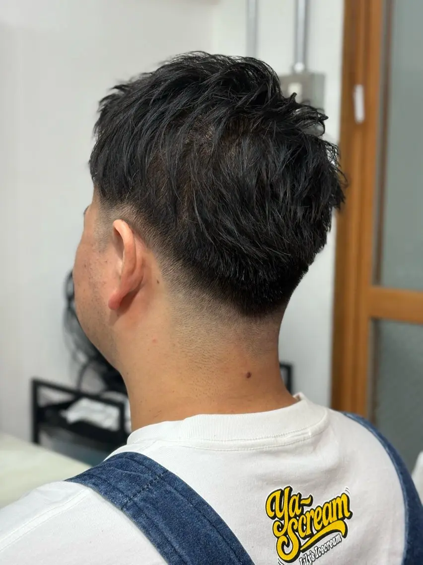 メンズ アップバング フェードカット カット Snalyメンズ特化 スエハラのヘアスタイル