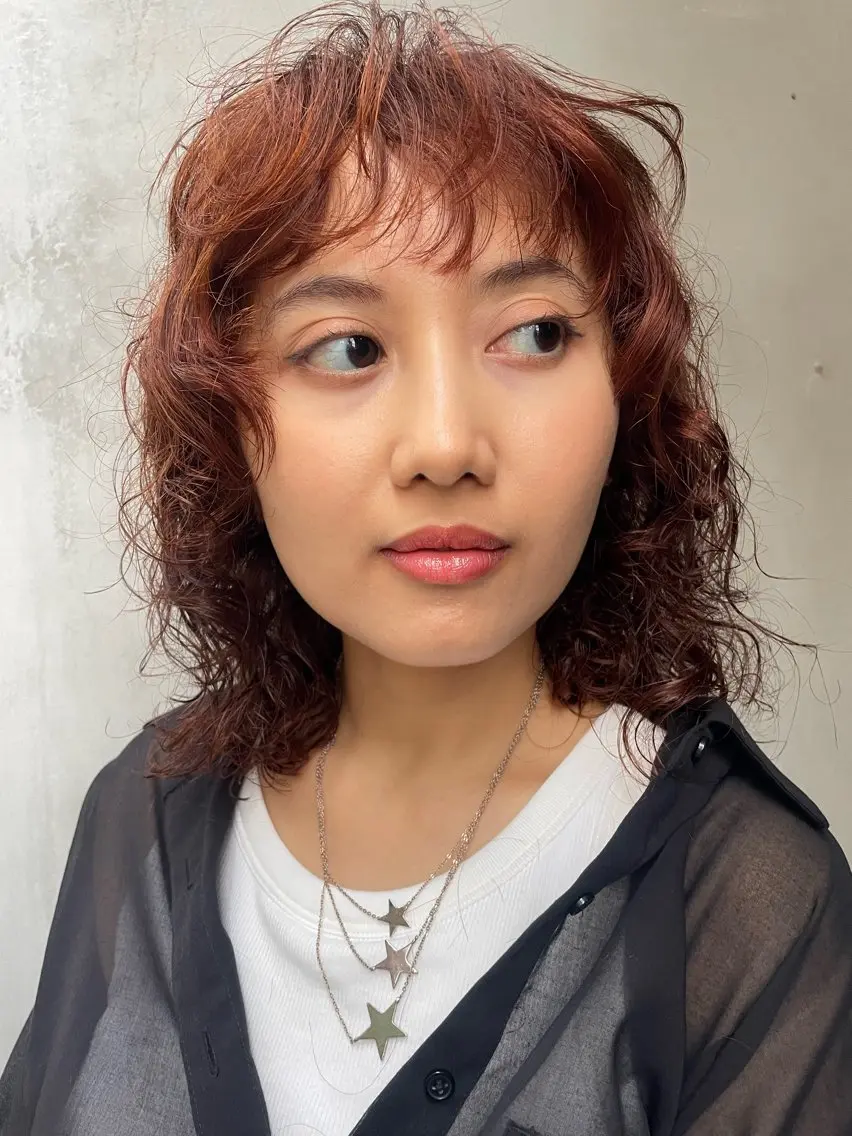 ミディアム パーマ 長島 舞のヘアスタイル