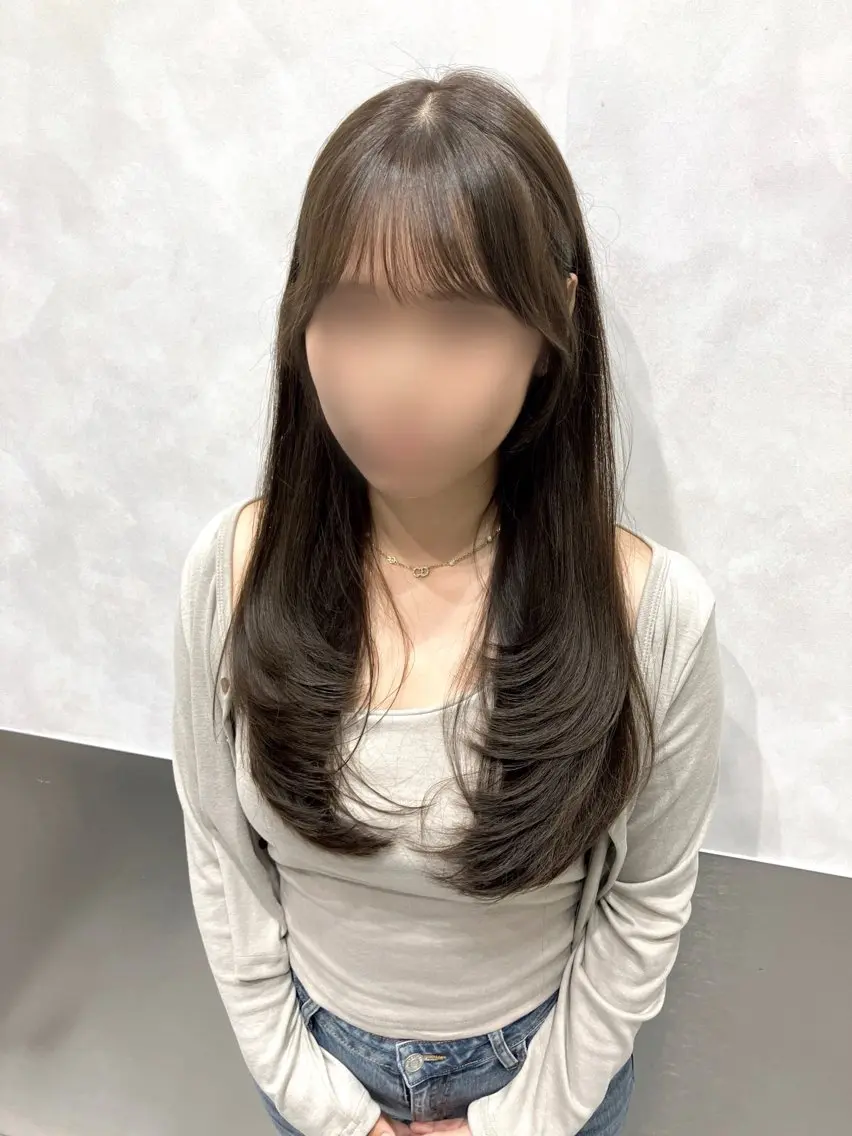 ロング カラー カット ヘアカラー トリートメント 💖ブリーチなし透明 感💖ASAHIのヘアスタイル