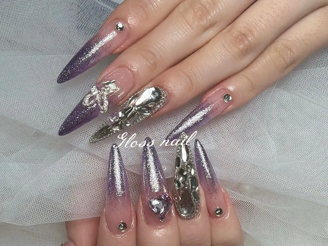 ネイル チークネイル 成人式 長さ出し フットネイル フレンチネイル Meri💅 Gloss nailのネイルデザイン