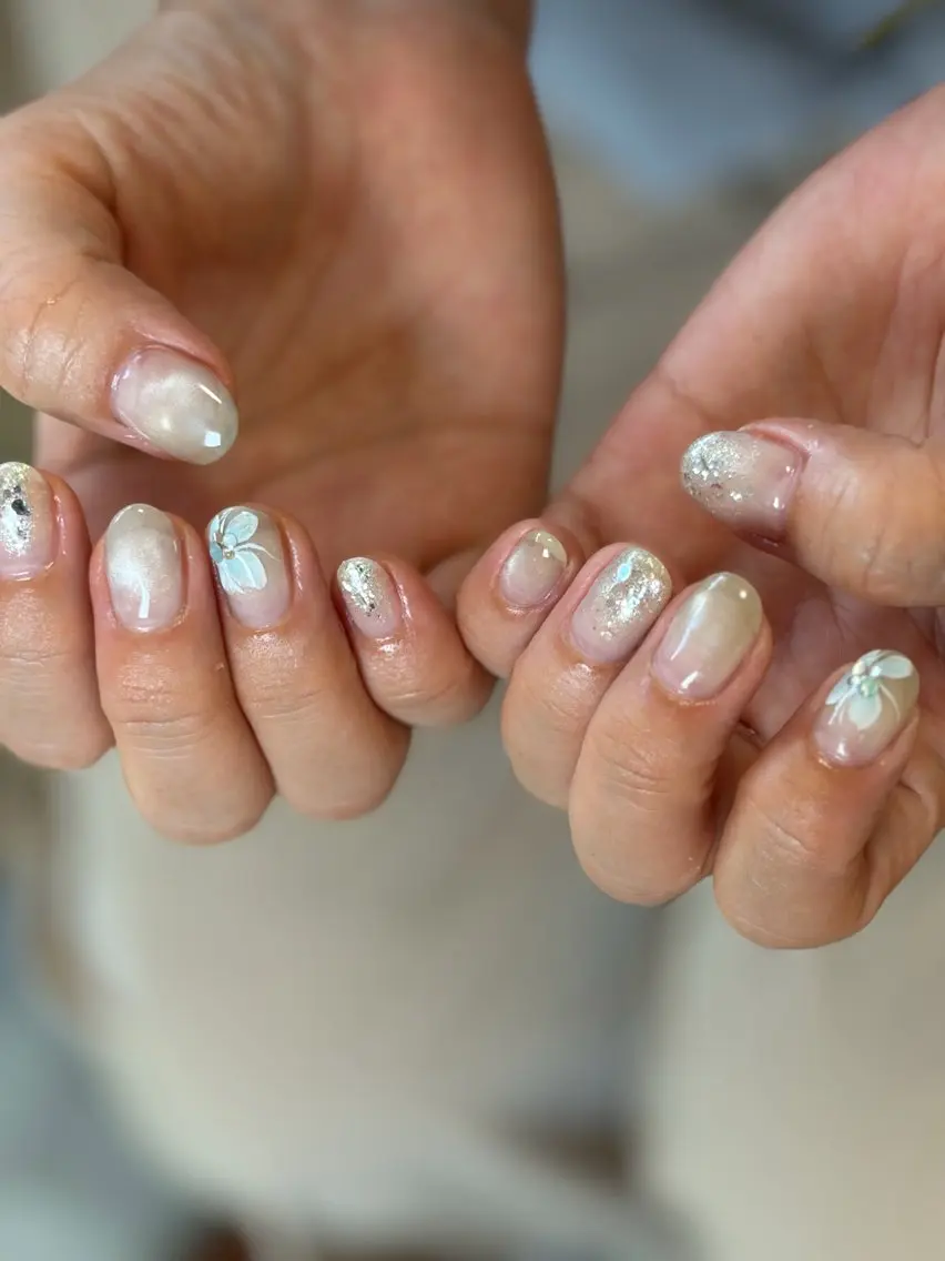 ネイル アートネイル ジェルネイル キラキラネイル マグネットネイル ニュアンスネイル ハンドネイル tamu nail 金町のネイルデザイン