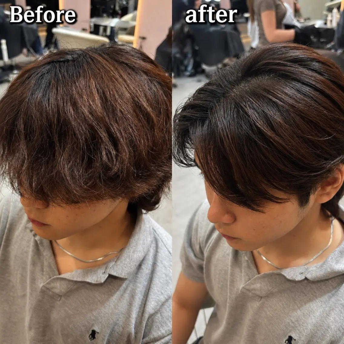 ショート ヘアアレンジ メンズ センターパート メンズ韓国風 メンズショート 髪質改善 韓国風ヘア カット 縮毛矯正 トリートメント 大宮/曲がる縮毛矯正 /毛流れ特化/NAOのヘアスタイル