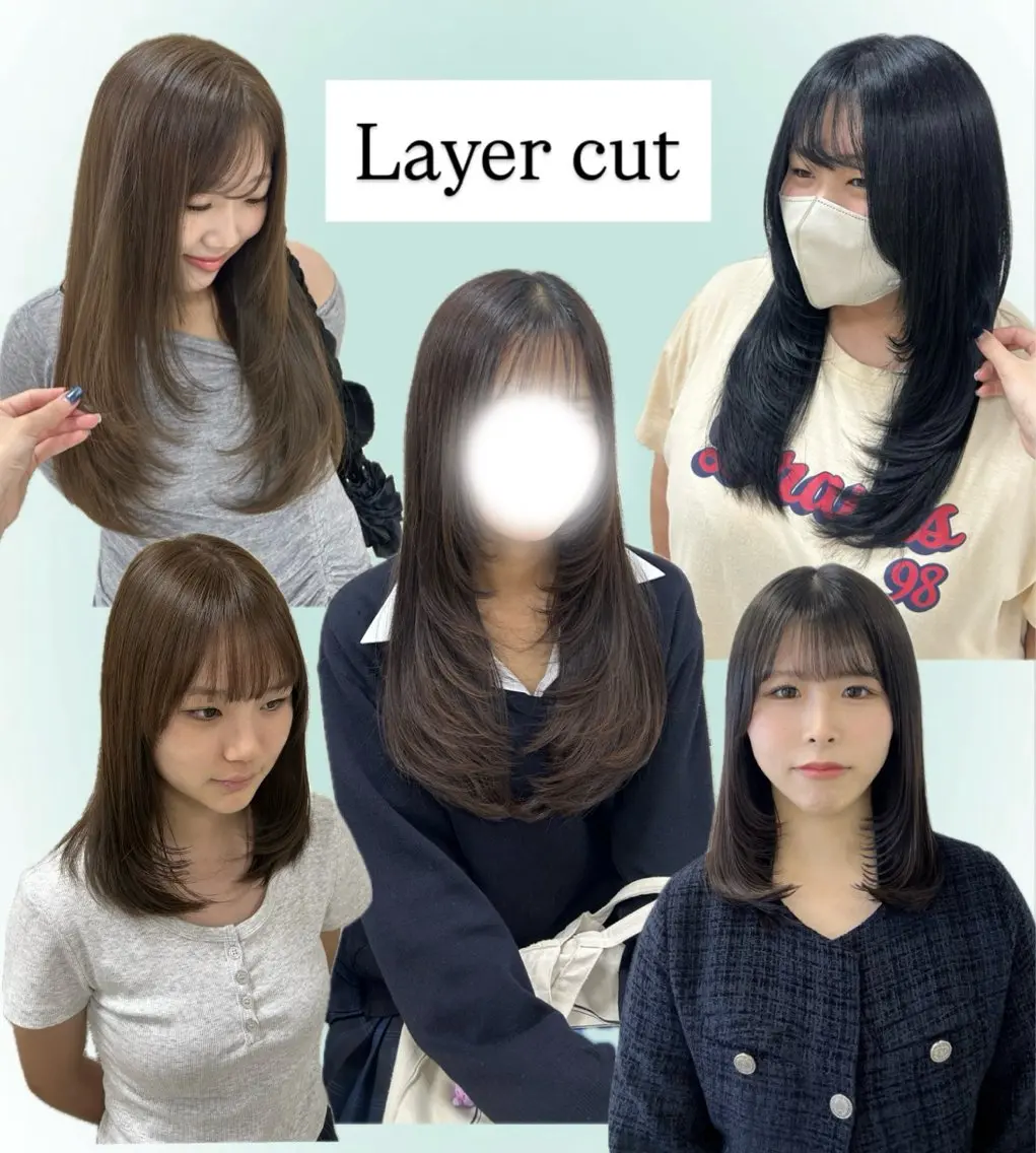 ロング レイヤーカット カット トリートメント ヘアセット ベージュ/つや/ レイヤー／ゆいなのヘアスタイル