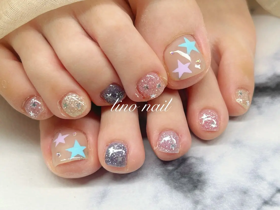ネイル アートネイル チークネイル 成人式 入学式 長さ出し フットネイル Lino Nailのネイルデザイン