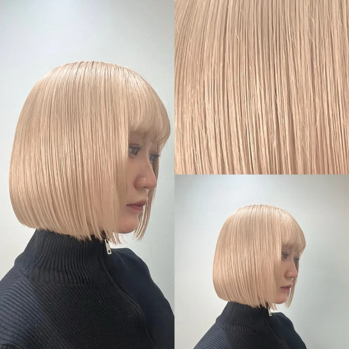 ミディアム 切りっぱなしボブ ボブ 髪質改善 縮毛矯正 ヘアカラー ブリーチカラー特化 美容師/𝕐𝕌𝕀のヘアスタイル