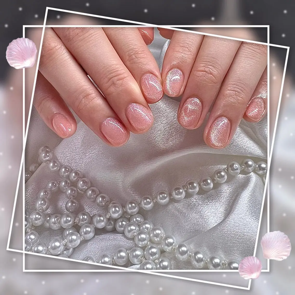 ネイル グラデーション キラキラネイル 韓国ネイル マグネットネイル ピンク ハンドネイル ハンドケア Chill Nailsalonのネイルデザイン