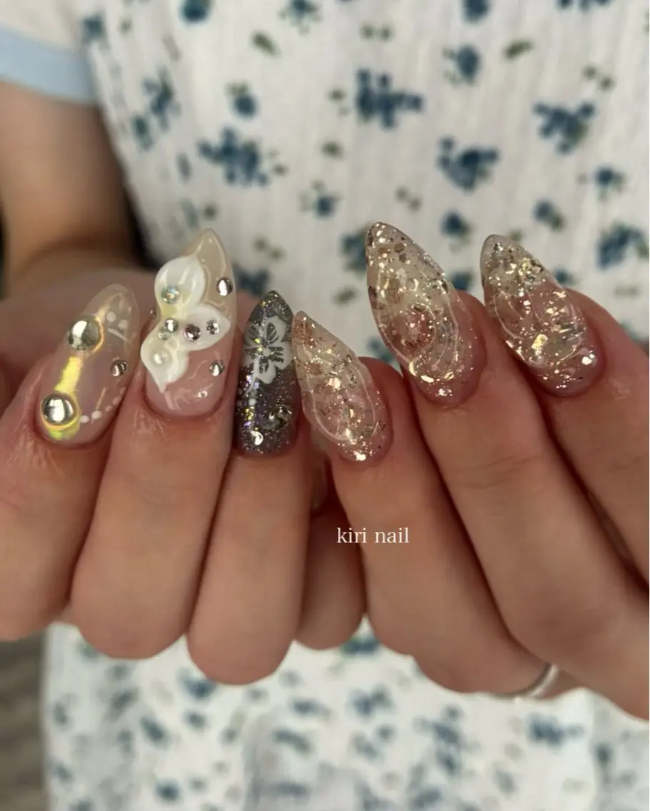 ネイル アートネイル フラワーネイル 持ち込み ハンドネイル kiri nail キリネイルのネイルデザイン