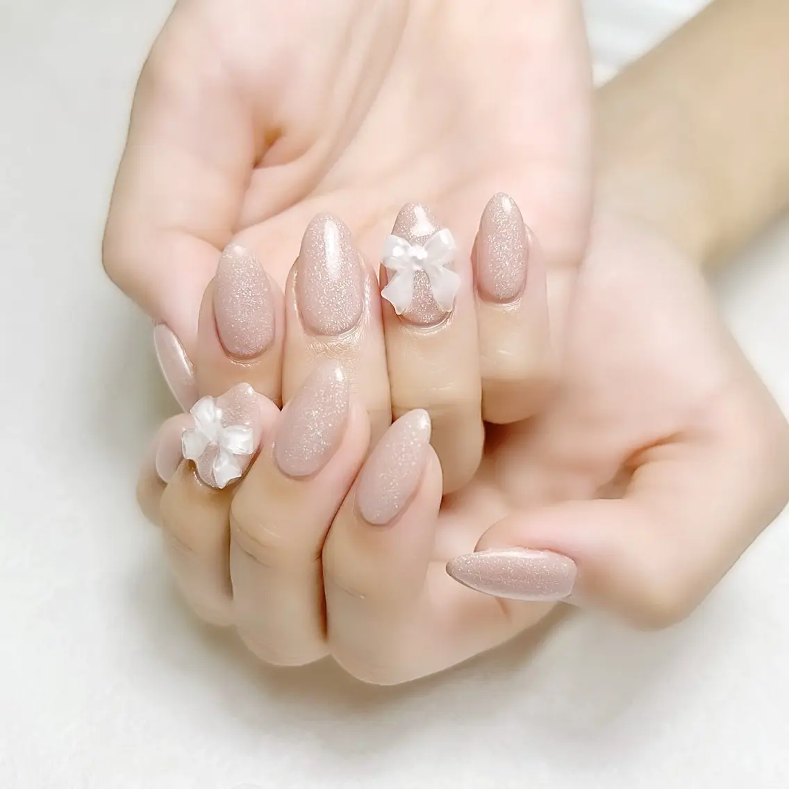 ネイル オフィスネイル ワンカラーネイル リボン 冬ネイル rouse nail RISATOのネイルデザイン