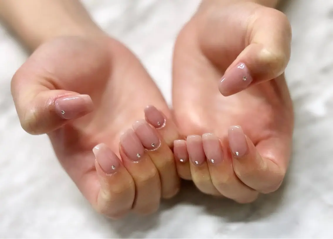 ネイル ワンカラーネイル ストーンネイル Zir nail 津田沼♡小鈴のネイルデザイン