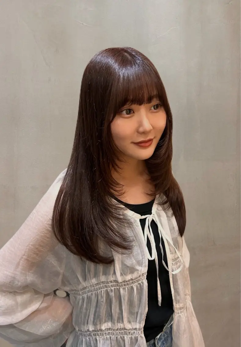 セミロング カラー 韓国×髪質改善カラー 💎hinaのヘアスタイル