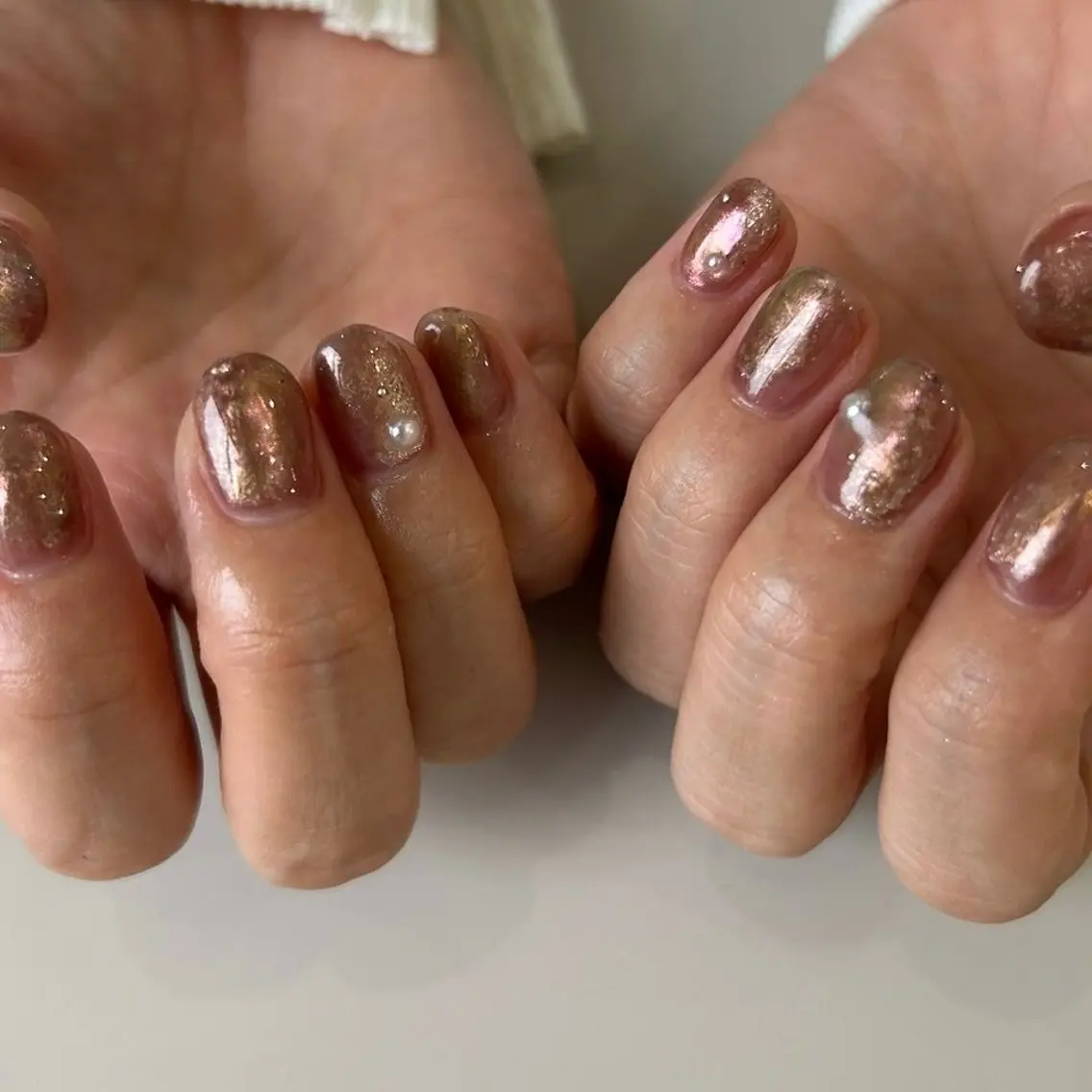 ネイル ブラウン ハンドネイル nail◯ petitnanoのネイルデザイン
