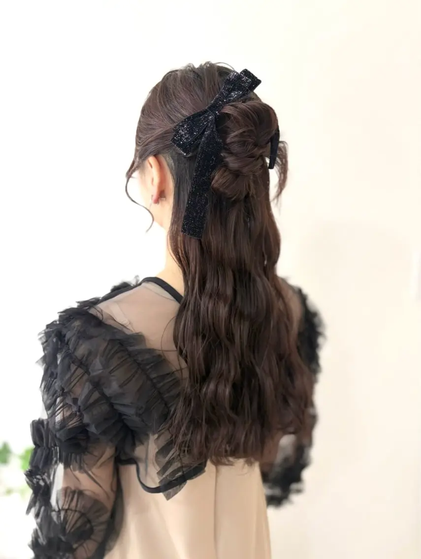 ロング ヘアアレンジ ハーフアップ ヘアセット ヘアセットサロン /上坪愛美のヘアスタイル