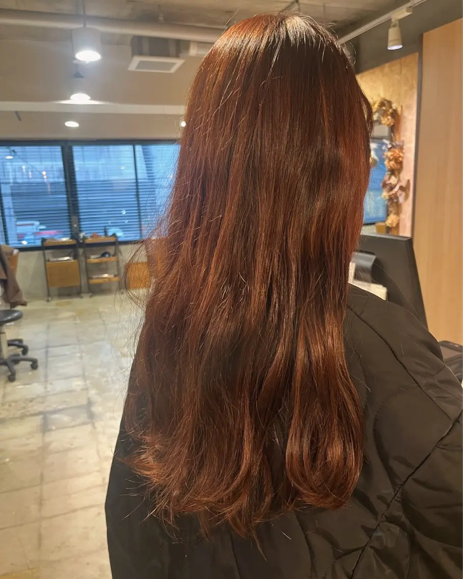 カラー ブラウンカラー オレンジ オレンジブラウン くるみ🩰/ボブ レイヤー/暖色カラーのヘアスタイル
