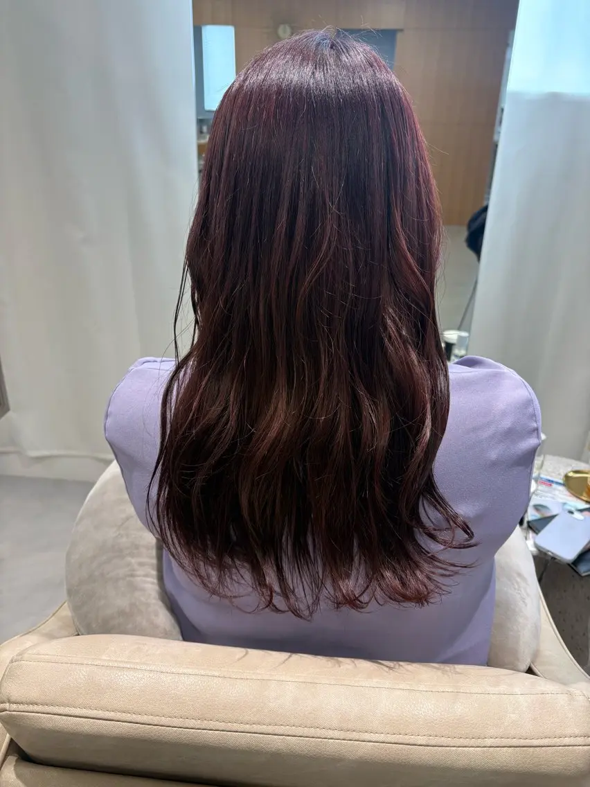 カラー カシス ピンクカラー 重藤 沙世のヘアスタイル