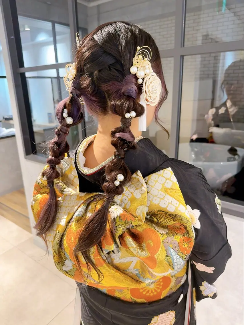ヘアアレンジ 着物ヘア 卒業式のヘアスタイル 髪飾り ヘアセット 池田 みのりのヘアスタイル