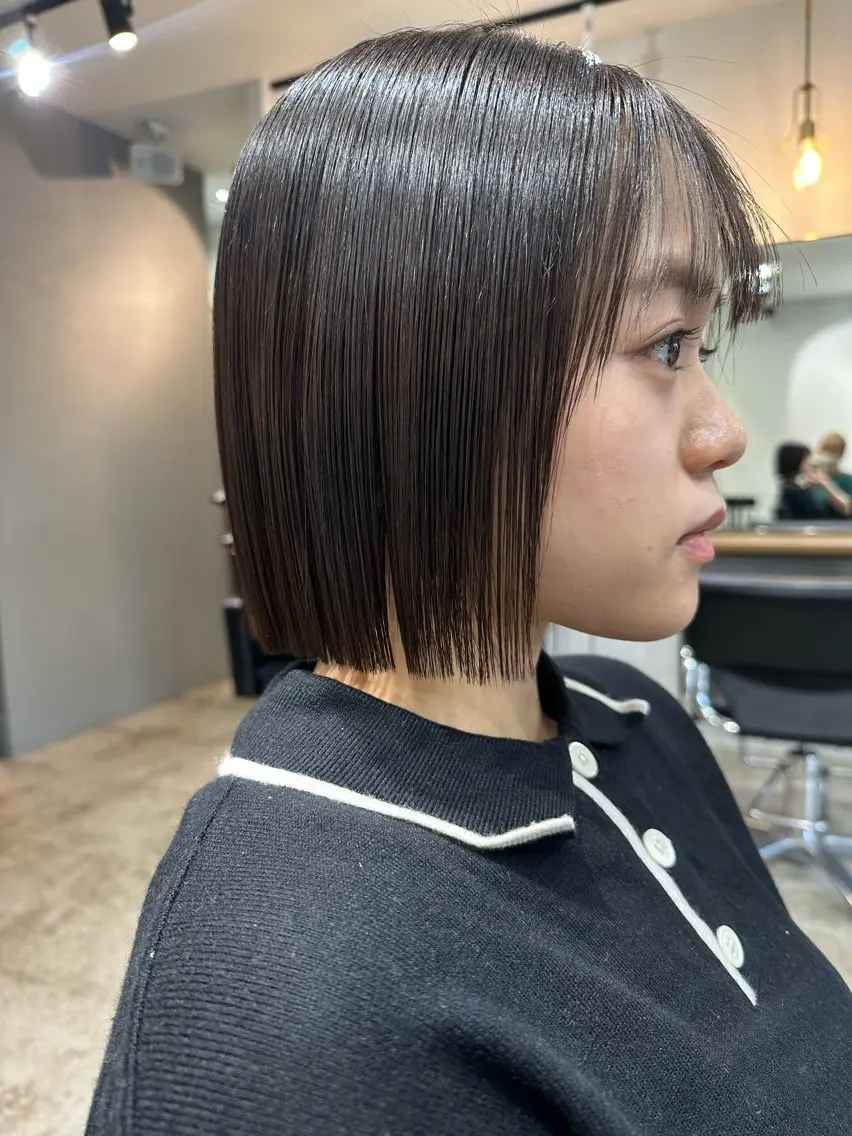 ミディアム カット 縮毛矯正 YURIK Aのヘアスタイル