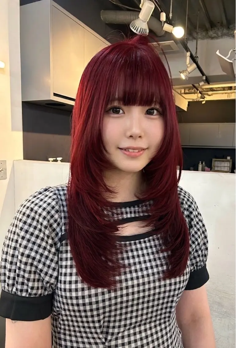 ロング カット ヘアカラー ✂韓国レイヤー 🦋みやび🪽のヘアスタイル