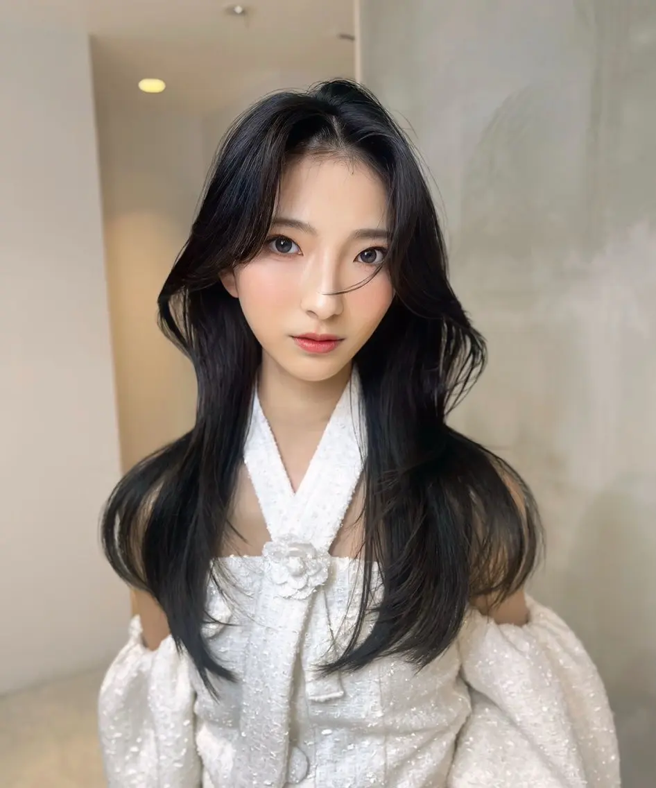 ロング カット ヘアカラー トリートメント 海野翔吾🇨🇳 ワンホンレイヤーのヘアスタイル