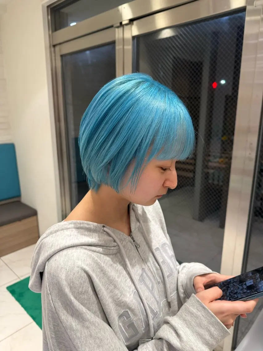 ショート カラー ブリーチ 縮毛矯正 ヘアカラー 透明感ダブルカラー /ブリーチ/田川佑紀のヘアスタイル