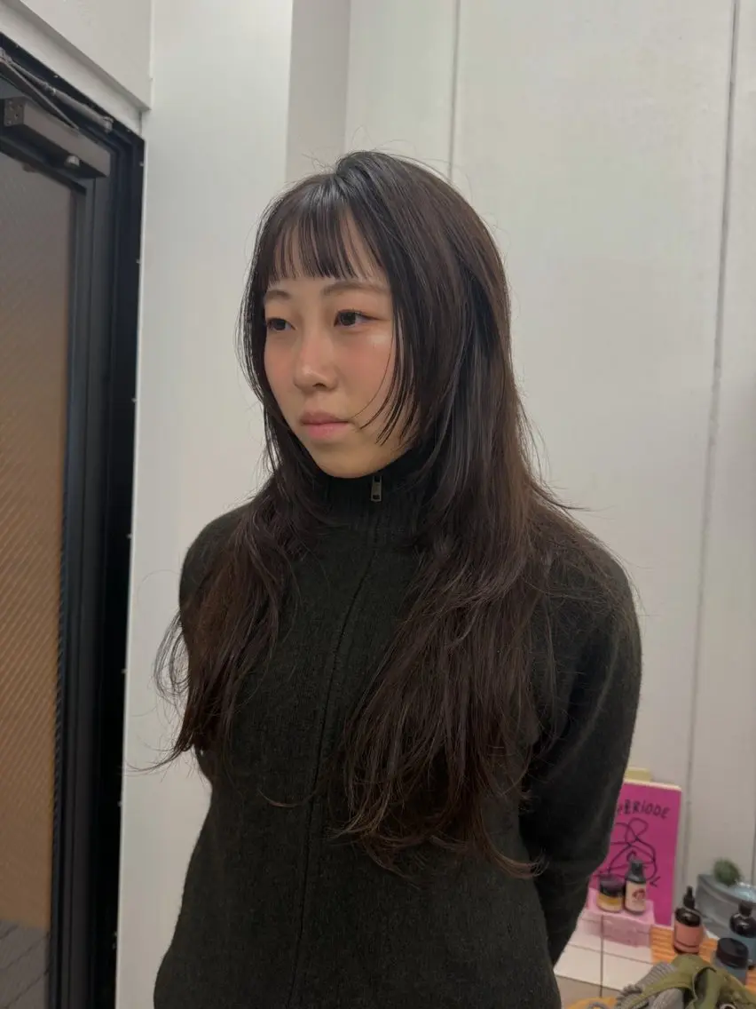 ロング パーマ カット ヘアカラー 関 京磨のヘアスタイル