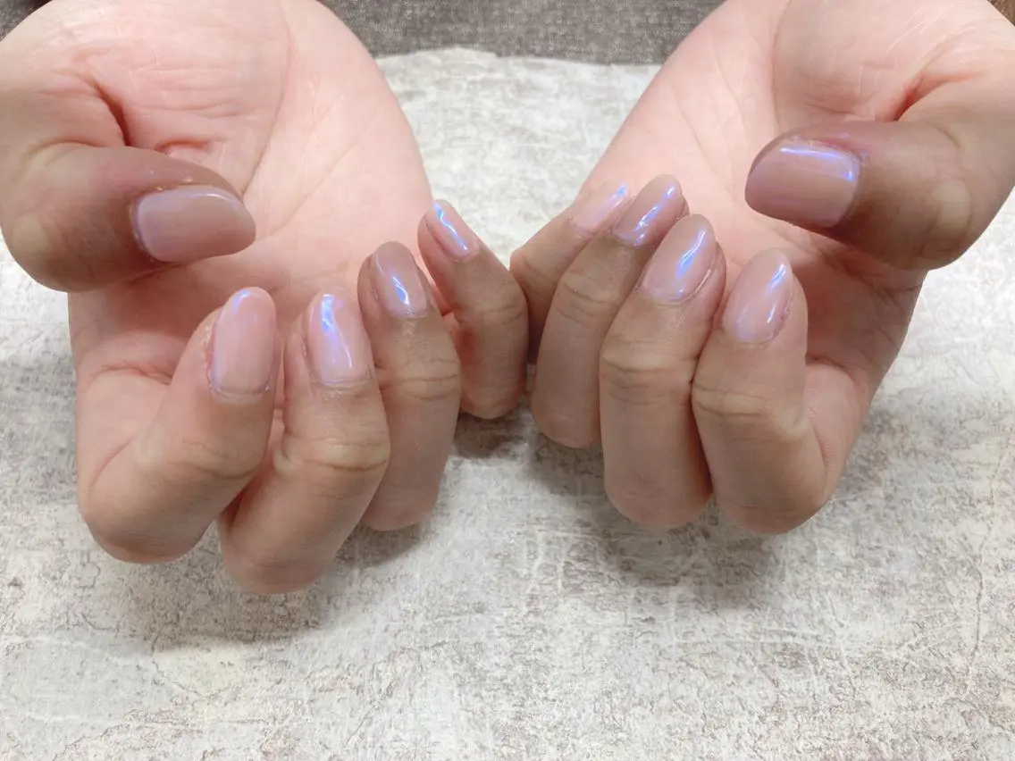 ネイル オーロラネイル ブルー フットネイル ジェルネイル 韓国ネイル mogunail &blowのネイルデザイン