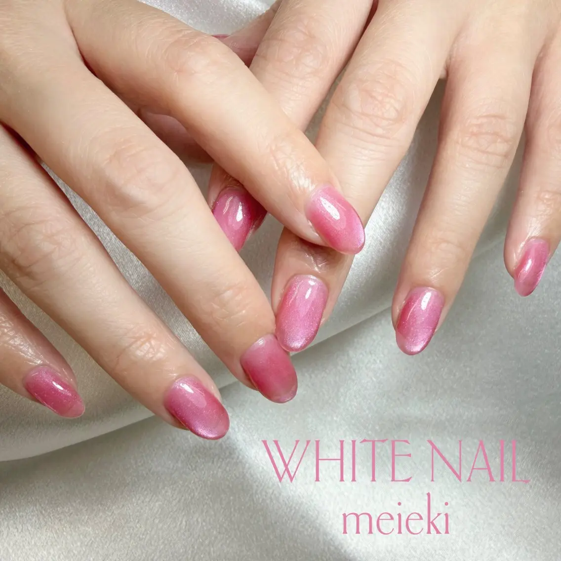 ネイル マグネットネイル 春ネイル ハンドネイル WHITE NAIL Ichinoseのネイルデザイン