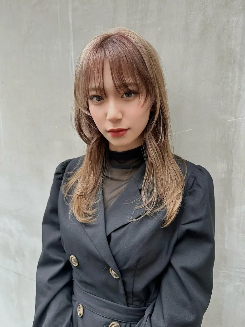 セミロング カラー ヘアカラー トリートメント ケアブリーチ特化✨/ 艶カラー/エクステのヘアスタイル