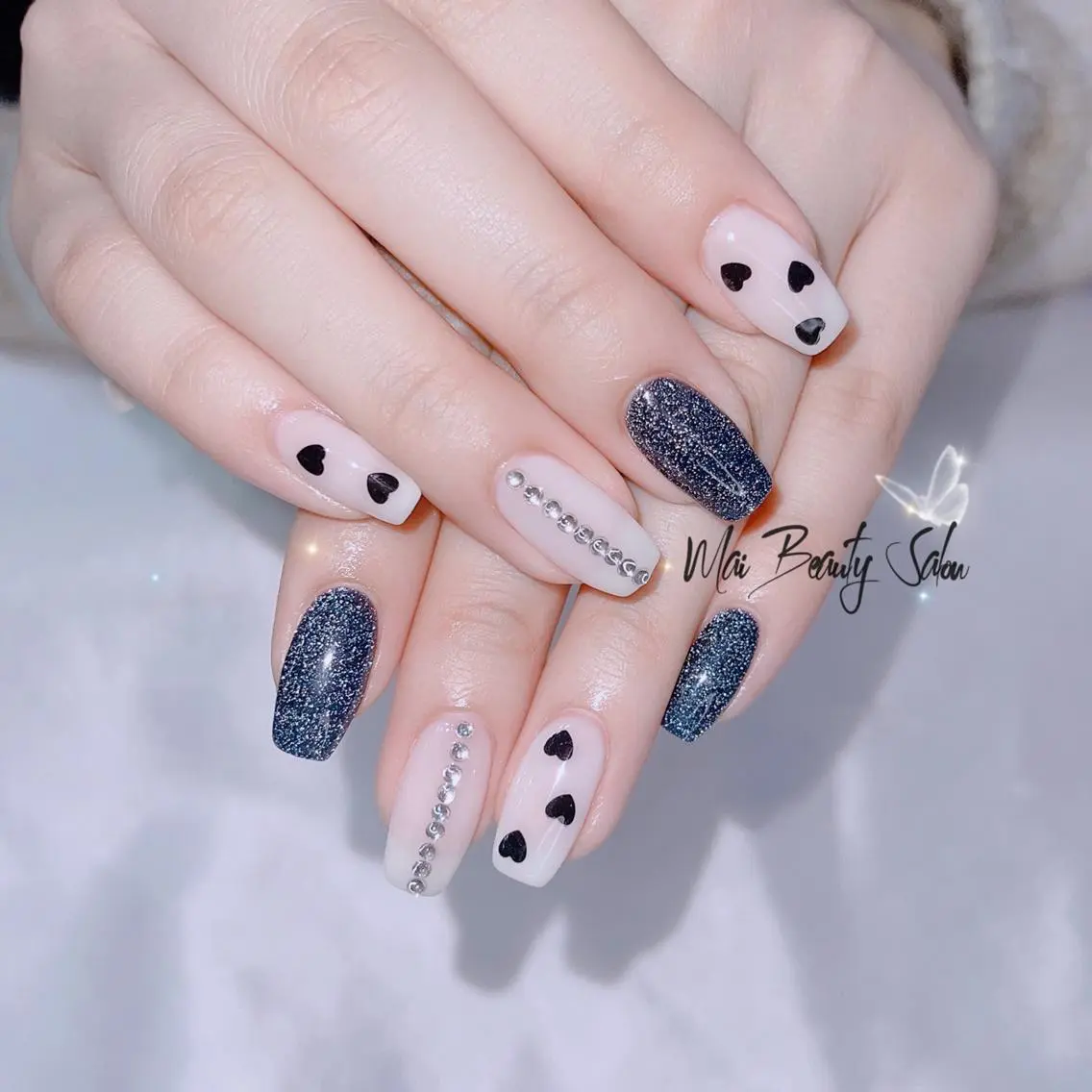 ネイル オーロラネイル チークネイル 長さ出し フラッシュネイル フットネイル MaiBeauty Niのネイルデザイン