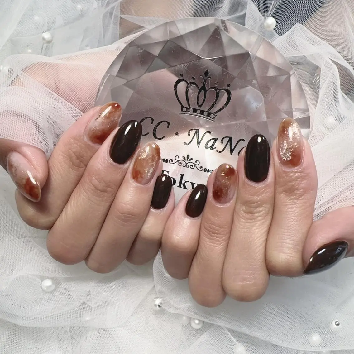 【Newコース】🔥🔥🔥【初回オフ無料】🍂秋限定★トレンド琥珀ネイル【奥行き感×ニュアンス】【自爪】💕の写真