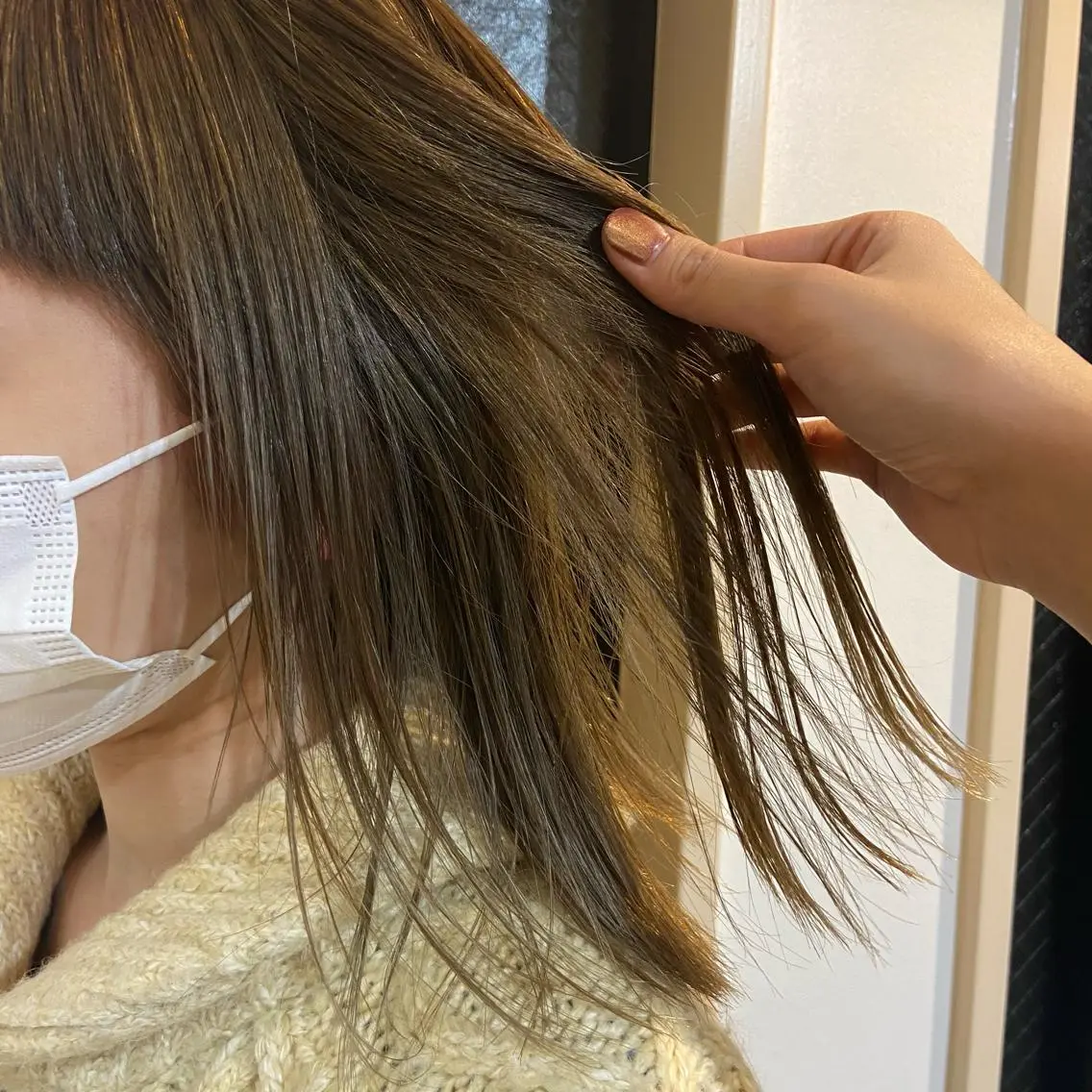 ミディアム カラー ベージュカラー オリーブベージュ SALTWATER AYARIのヘアスタイル