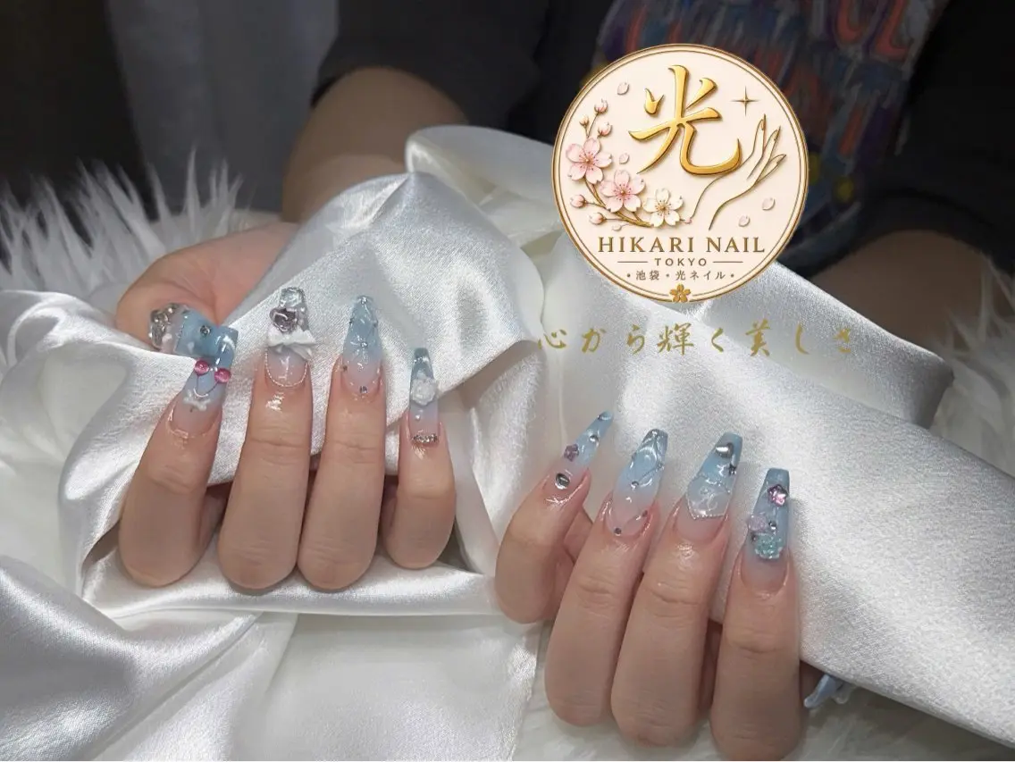 ネイル チークネイル 長さ出し フレンチネイル ガーリー ハロウィン ハンドネイル HikariNail Ikebukuroのネイルデザイン