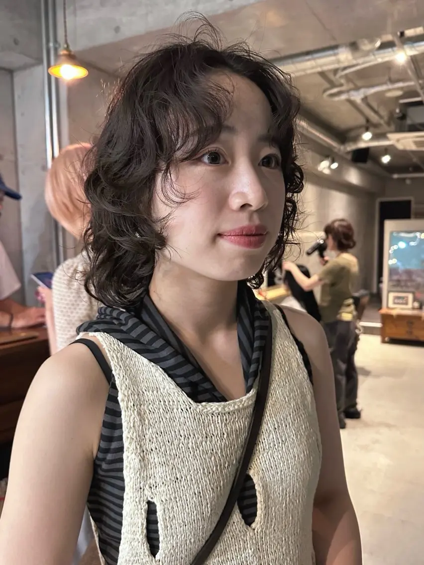 ミディアム パーマ カット パーマ トリートメント 前野 日奈のヘアスタイル