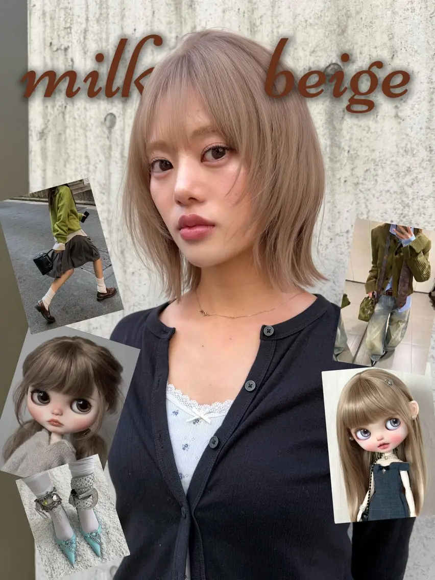 ミディアム カラー ベージュカラー ブリーチ ケアブリーチ デザインカラー ダブルカラー ヘアカラー トリートメント TATSUハイトーン ミルクティーベージュのヘアスタイル